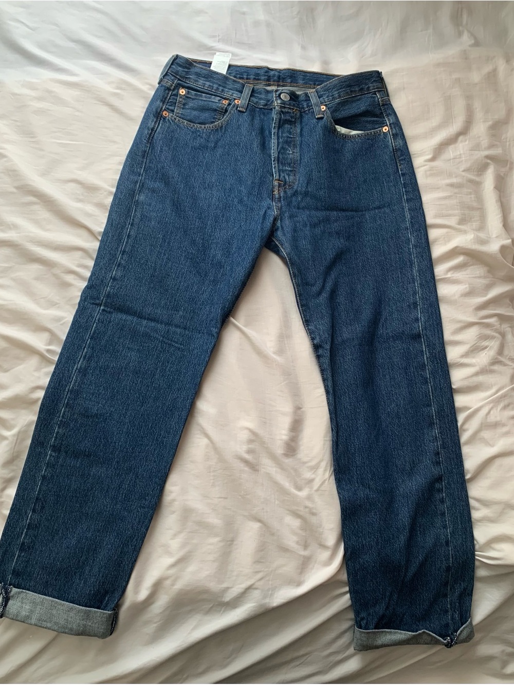 Classic Men’s Dark Blue 501 Levi's Straight-Leg Jeans